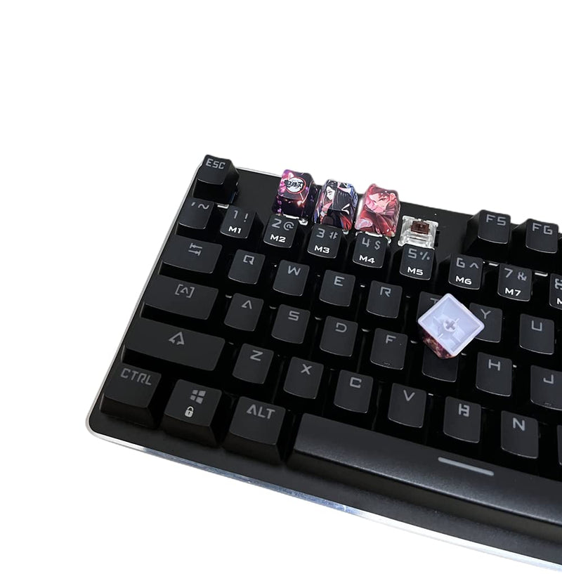 4 keycap Set, 5-Side Dye-subbed PBT Keycaps, R4 Keycaps, DIY OEM Keycaps for Gaming Mechanical Keyboard, Demon Slayer 4 Key Demon Slayer