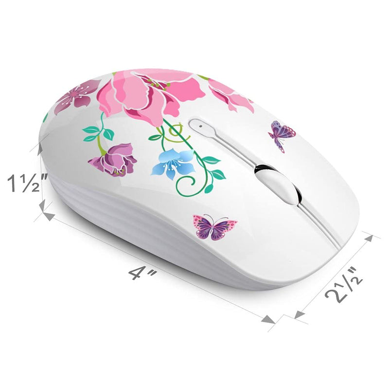 Wireless Mouse with Nano Receiver for PC, Laptop, Notebook, Computer, MacBook, Less Noise, Portable Mobile Optical Mice butterfly