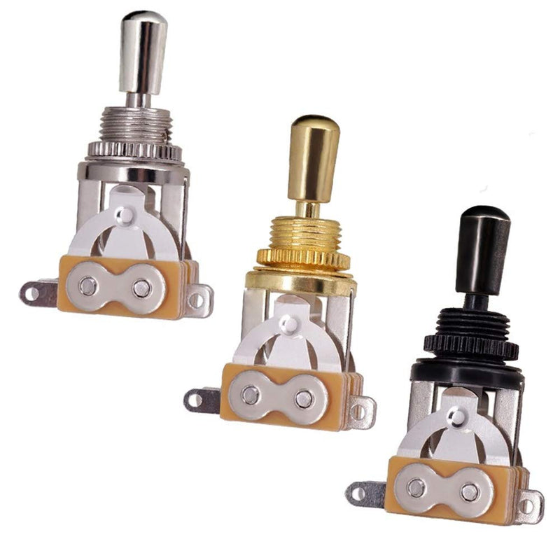 Electric Guitar 3 Way Toggle Switch Pickup Selector Switch with Brass Tip Knob (Chrome)