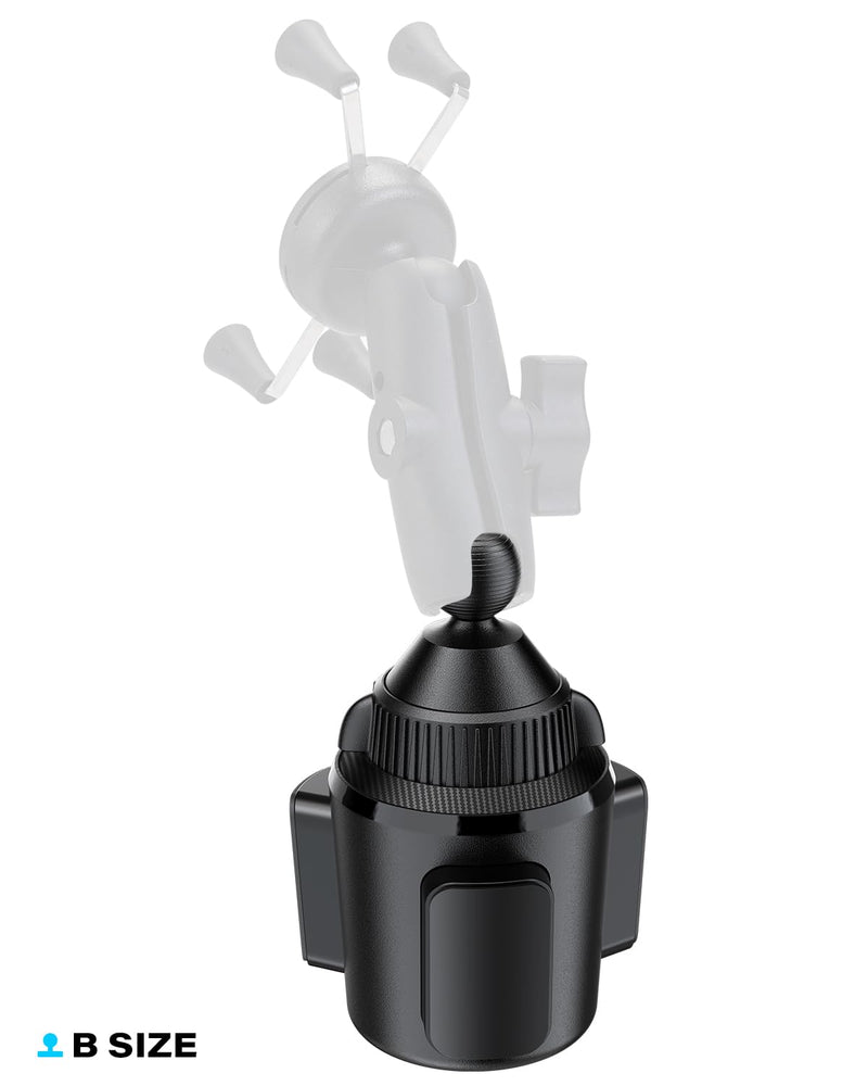 APPS2Car Cup Holder Base with 1” Ball, Expandable Car Mount for B-Size Arms | 1" ball for RAM B-size, fits 3-4" cups, anti-slip, alloy/ABS, tool-free. No arm.
