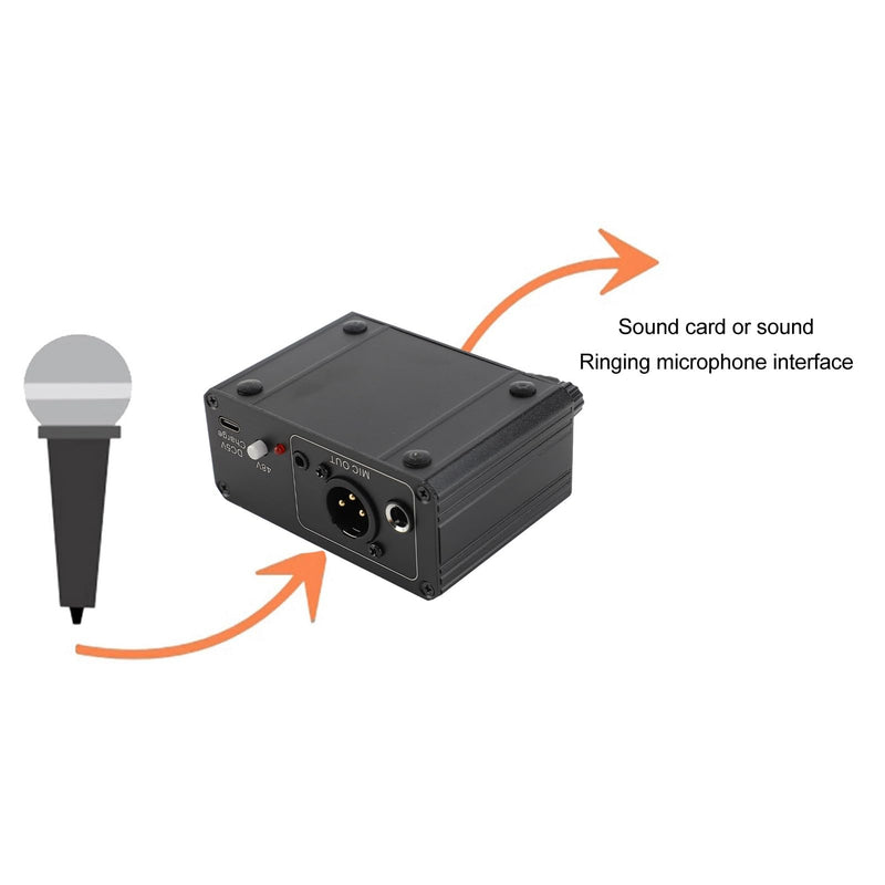 CCYLEZ Mic Preamp, 48V Power, Low Noise, XLR Output, Black, 1 Pack, Mic Preamplifier, XLR, TRS