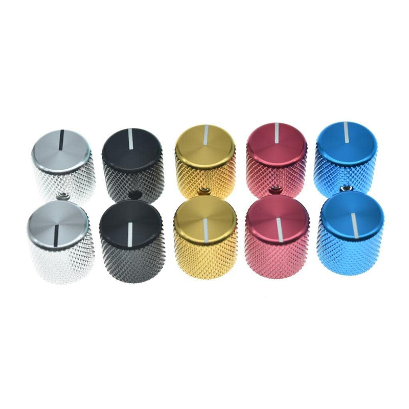 4pcs Aluminium Guitar/Bass Knobs Volume/Tone Control Knob 1/4" Metal Universal Potentiometer Pot Knobs with Set Screw and Indicator for Tele/Telecaster/P Bass Black