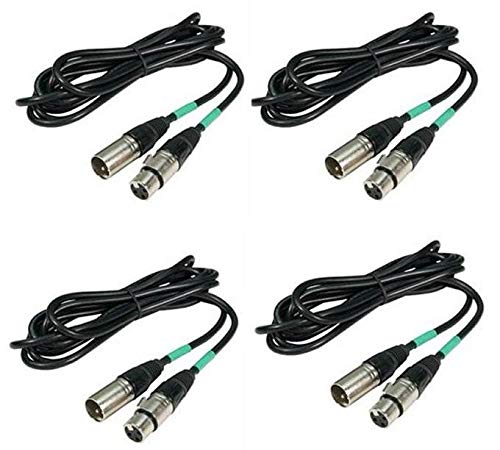 (4) CHAUVET 10 Foot Male to Female 3 Pin DMX Lighting Effect Cables | DMX3P10FT