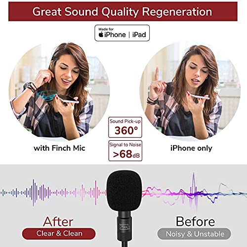 PIXEL Lavalier Microphone for iPhone (Apple MFi-Certified) | Lav Mic for Vlogging | External Microphone for Video Recording, Compatible with All Lightning Devices (10ft) 3m