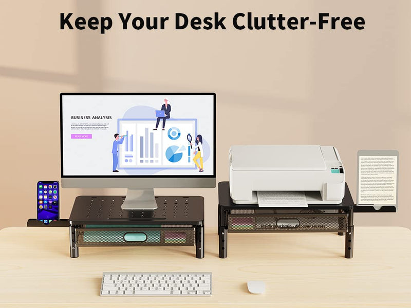 Zimilar 2 Pack Monitor Stand Riser+2 Pack Monitor Stand Riser with Metal Drawer and Phone Holder