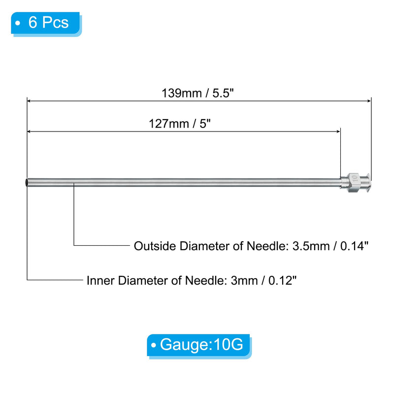 PATIKIL Blunt Tip Dispensing Needle 10G, 6 Pcs 5 Inch Stainless Steel Liquid Dispenser Needles with Lure Lock for Refilling Liquid Inks Adhesives Glue