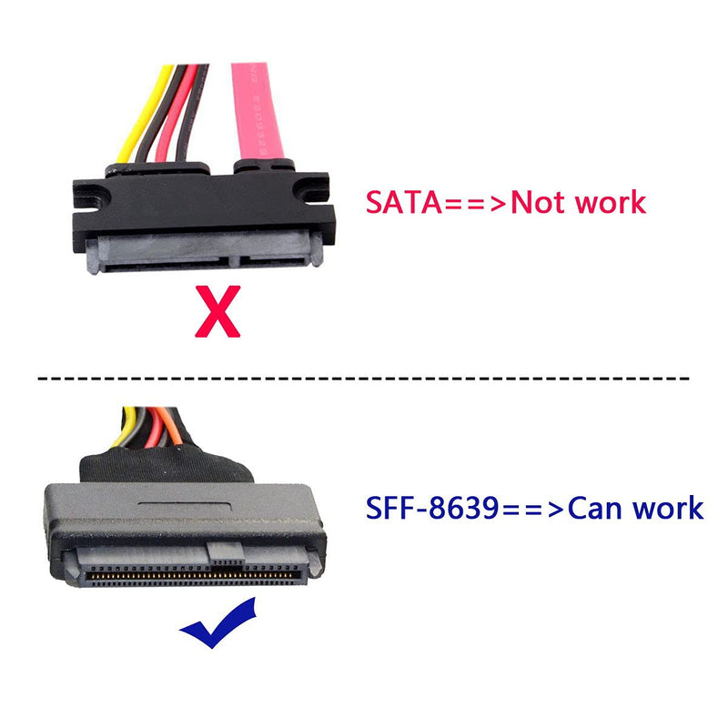 JSER U.2 U2 SFF-8639 NVME PCIe SSD Cable Male to Female Extension 50cm 68pin