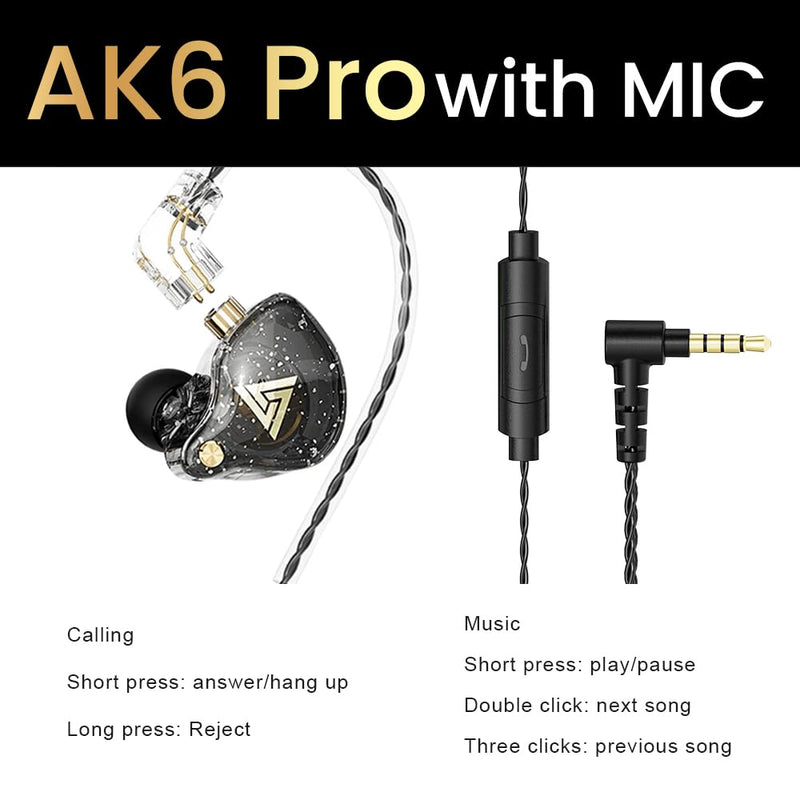 Wired Gaming Earbuds 4 Pack, AK6 PRO in Ear Monitors, Deep Bass Sound Wired Earbuds, HiFi in Ear Headphones with New 1DD 10mm Dynamic Driver, IEM for Music Gaming Video Calling (Four Colors) Four colors