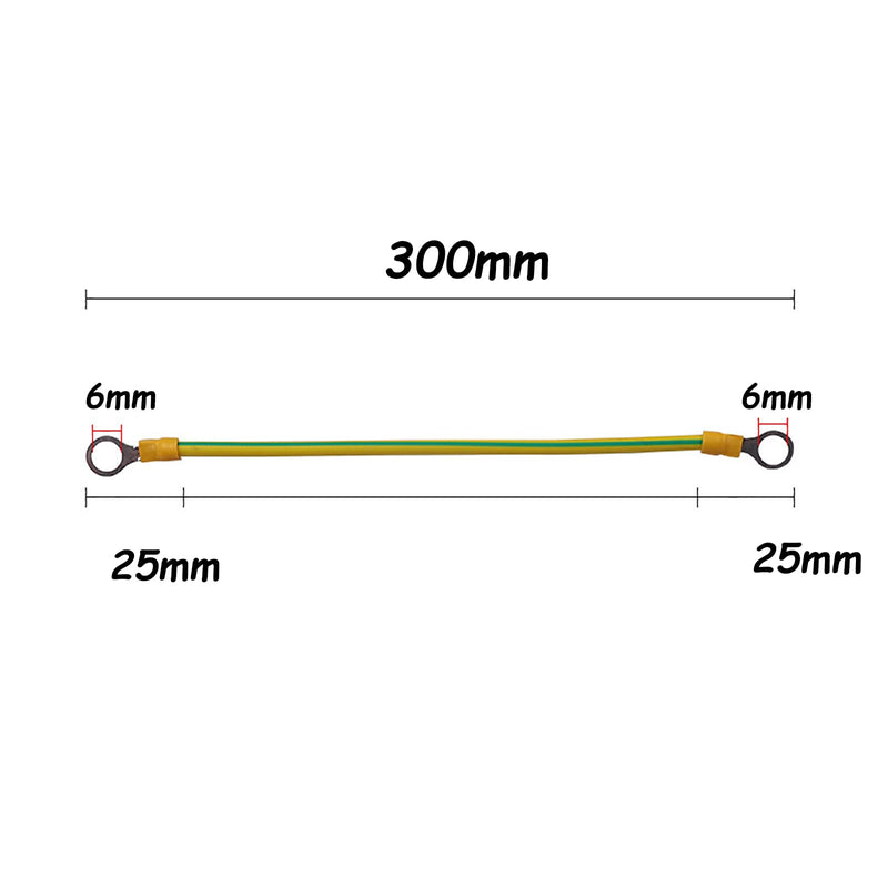 [AUSTRALIA] - Grounding Cable Pack of 10 - 6 mm2 Cable (Size 30 cm), with Ring Cable Lug Eyelet Insulated for Network Cabinet Server Cabinet M6 M6*6mm2*30cm 