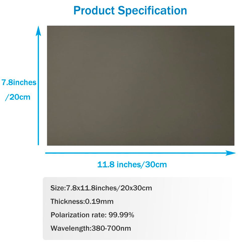 Polarized Film Sheets 2 PCS 7.8x11.8inches/20x30cm Adhesive Polarizer Linear Polarizing Filter for Screen Educational Physics