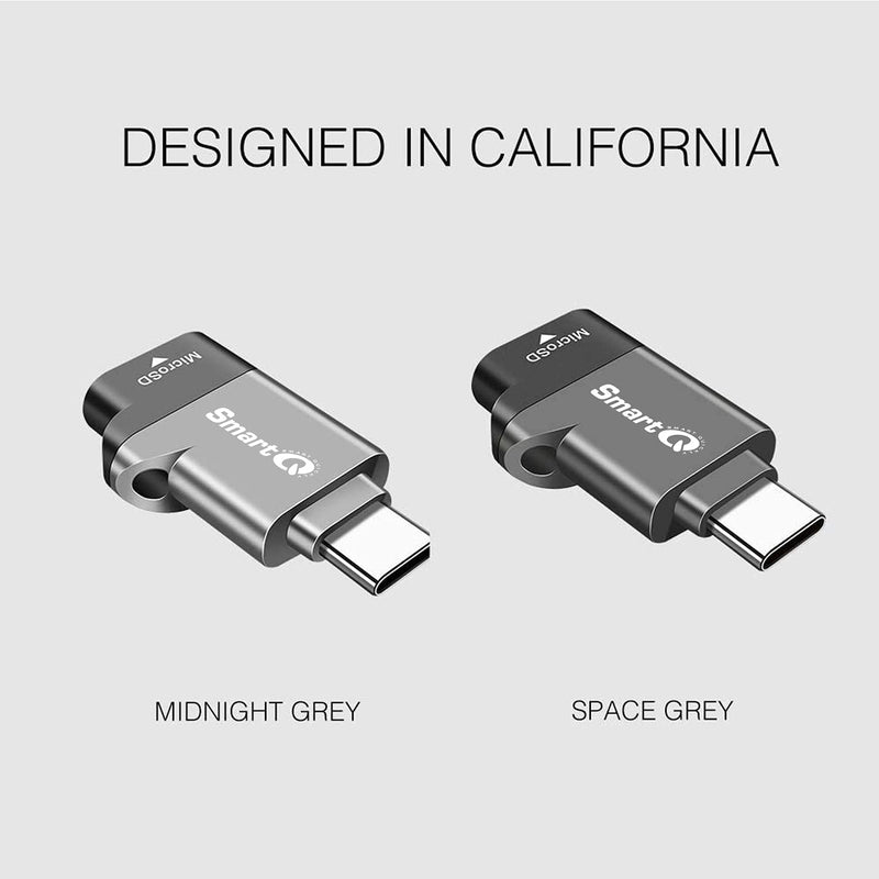 C356 Type-C MicroSD Card Reader with USB 3.0 Super Speed Technology, Supports MicroSDXC, MicroSDHC, and MicroSD for Window, Mac OS X and Andriod (Midnight Grey) Midnight Grey