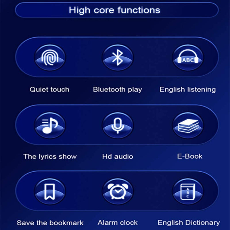 [AUSTRALIA] - 64GB MP3 Player with Bluetooth 5.0 2.0 inch Screen Touch Button Portable Hi-Fi Lossless Music Player Speaker with FM Radio Recorder Alarm Clock Pedometer Wired Headphone Support Card (Black) 