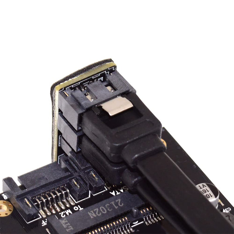 NFHK Dual SATA 7Pin Female to 7Pin Male 360 Degree Angled Adapter Low Profile for Desktops SSD HDD Mainboard Motherboard Dual SATA 360 Angled