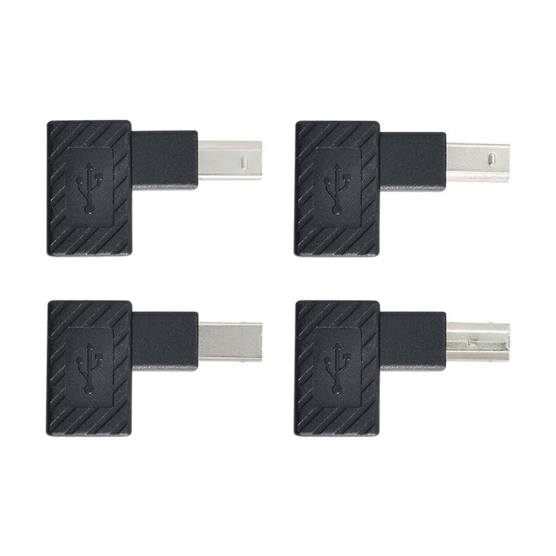 Xiwai 4Pcs USB 2.0 B Type Male to Female Extension Adapter Horizontal Vertical Angled 90 Degree for Disk Scanner