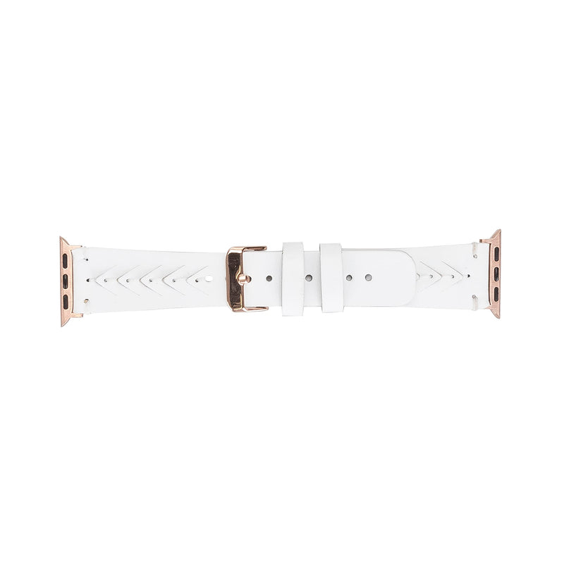 Handmade Leather Watch Band for Apple Watch Series 9 8 7 6 5 4 3 2 1 SE Ultra 2 1 Compatible with 38 40 41 42 44 45 49mm Apple Watch Bands for Women & Men 7-9 Inches Size, White 38 40 41mm Lemon Grass w/Silver Connector&Clasp 41mm/40mm/38mm