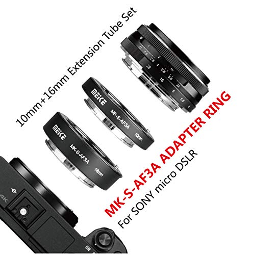 Meike S-AF3A Auto Focus Macro Extension Tube Set for Sony E/FE Mount Camera Mk-s-af3a