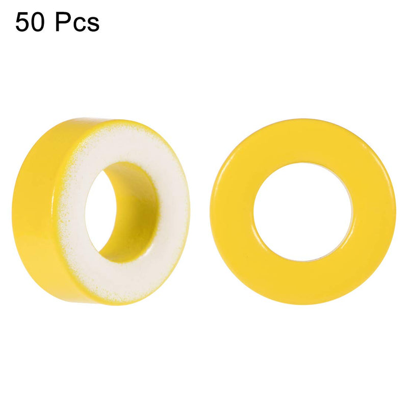 sourcing map Ferrite Ring Iron Force Toroid Core Yellow White 8.2 x 15.5 x 6.2 mm Pack of 50