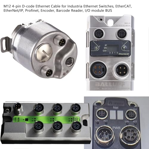Network Profinet Ethernet Camera M12 4 Pin D Code Male to M12 4 Pin D-Code Male Cable for Barcode Reader Sensor Camera Shielded Flexible 8M