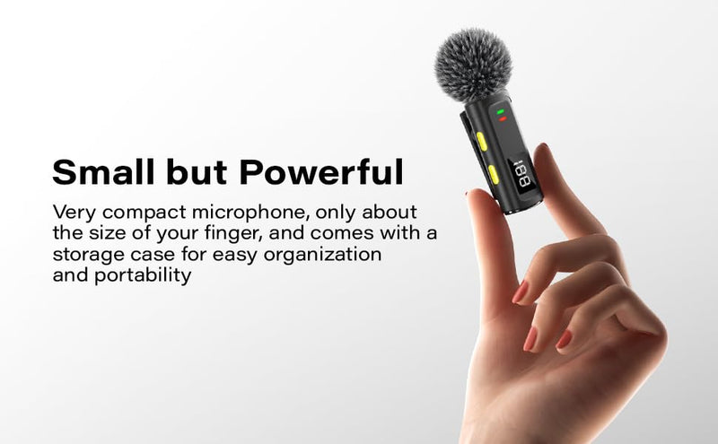 Bunog Wireless Lavalier Microphone for iPhone - Mini Lapel Mic with Crystal Sound, Battery Level Display, Noise Cancellation for YouTube/Tiktok/Podcast/Vlog
