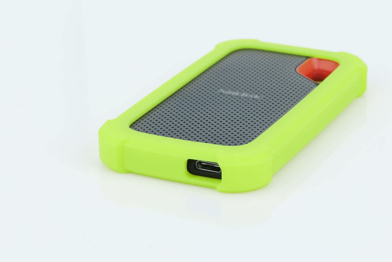 E61 Cover Case Replacement for SanDisk Extreme V2 500GB 1TB 2TB Portable External SDSSDE61 SSD - Up to 1050MB/s, Soft Silicone Portective Skin Sleeve, Green Glow in Dark - LEFXMOPHY Luminous Green