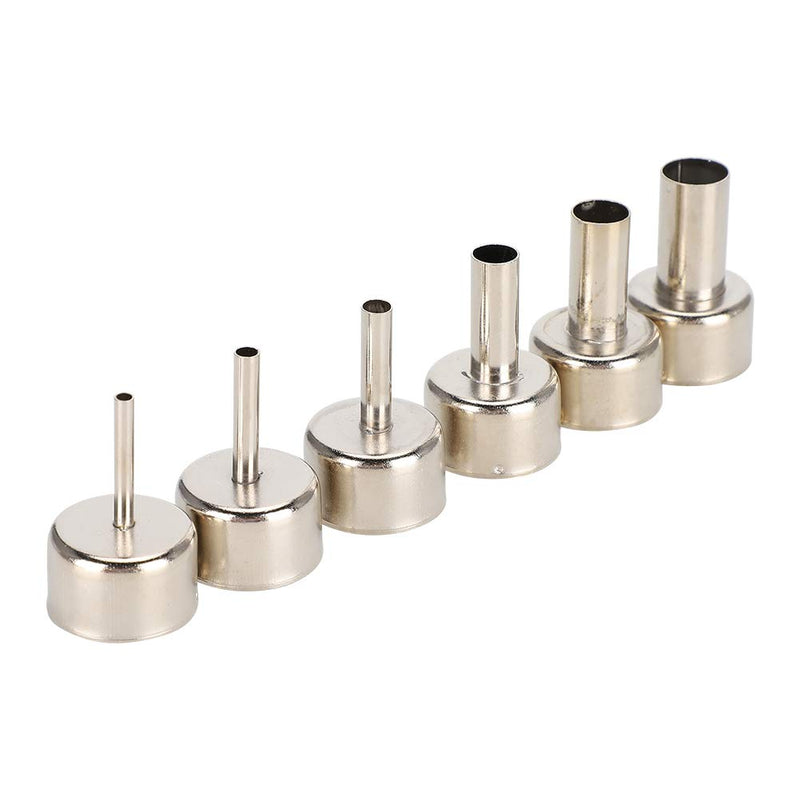 6pcs Hot Air Gun Nozzle 858 Heat Gun SMD Rework Station Accessory 3/4/5/8/10/12mm,Hot Air Gun Nozzle Satisfy Various Soldering and Repair Requirement.