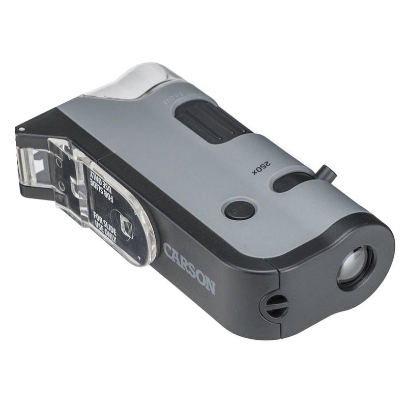 [AUSTRALIA] - Carson MicroFlip 100x-250x, LED UV Pocket Microscope with Smartphone Clip, STEM Education (MP-250) Single Pack 