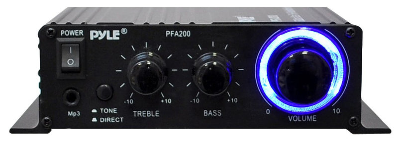 [AUSTRALIA] - Pyle Home Mini Audio Amplifier - 60W Portable Dual Channel Surround Sound HiFi Stereo Receiver w/ 12V AC Adapter, AUX, MIC IN, Supports Smart Phone, iPhone, iPod, MP3 For 2-8ohm Speakers - Pyle PFA200 