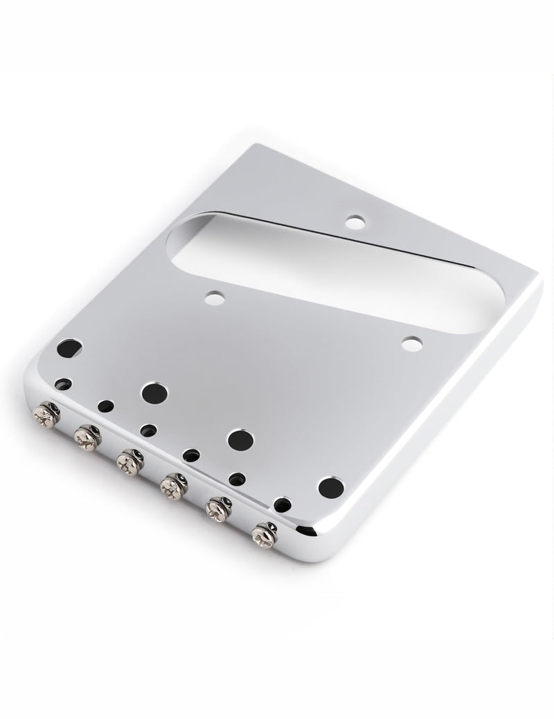 Metallor Vintage Guitar Bridge 6 Saddles String Through Body and Top Loader Bridge for Tele Telecaster Style Electric Guitar Parts Replacement Chrome.