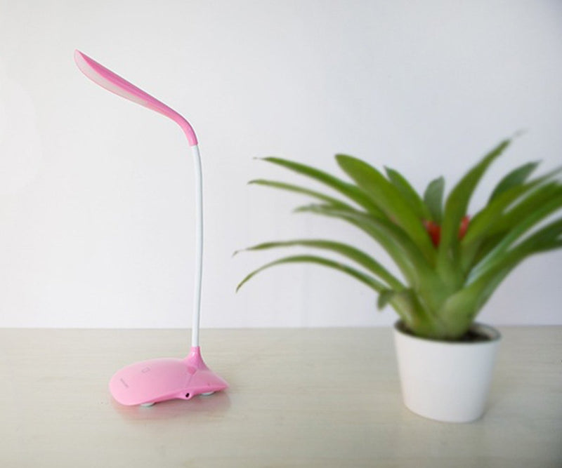 Greaty Portable Touch Control LED Desk Lamp Eye Care Rechargeable Dimmable Reading Light with Gooseneck and USB Charging Port, 3 Levels of Adjustable Brightness (White) (Pink) White,pink