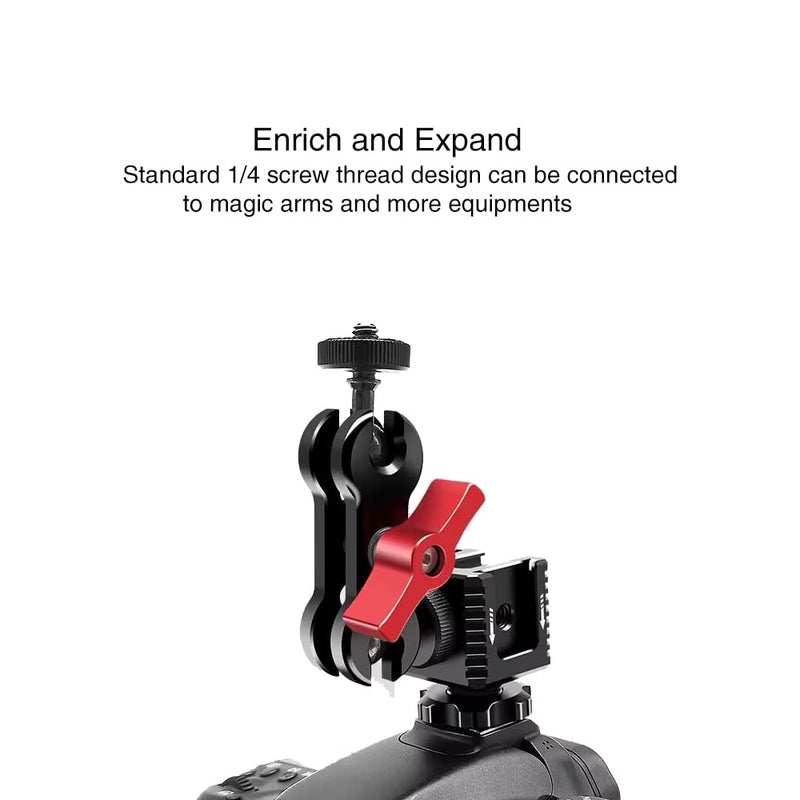 3 Port Cold Shoe Mount with 1/4"-20 Thread for Camera Cage Flash LED Monitor Microphone etc., Aluminum Camera Triple Cold Shoe Extension Bracket Compatible with Nikon, Canon, Sony..DSLR/SLR