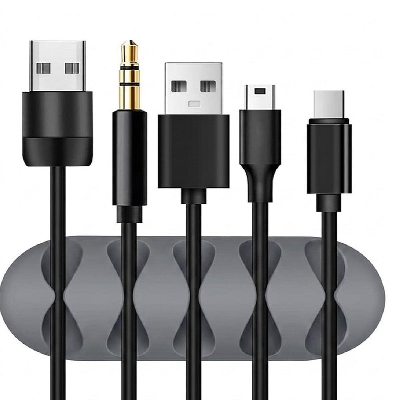1 Pack TPR Grey Cord Organizer - Adhesive Cable Clips Holder for Desk, Wall, Car - Wire Management Clips for iPhone Charger, USB, Computer Cables -Cord Keepers with Strong Sticky Backing