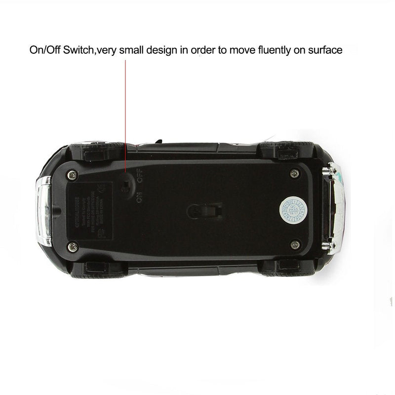 3C Light Car Mouse Wireless 2.4GHz Cool Sport SUV Car Shape Mouse Optical Mice 1600 DPI with USB Receiver Suitable for PC/Computer/Laptop (Black)