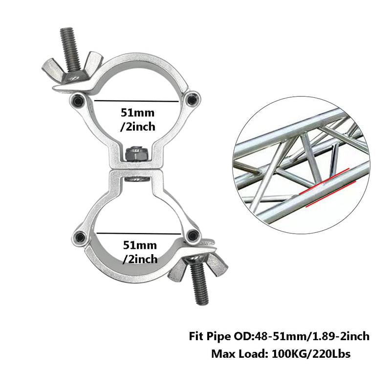 [AUSTRALIA] - 2Inch Lighting Truss Swivel Coupler Clamp Aluminum Alloy Stage Light Clamp Heavy Duty 220Lbs Fit Pipe 48-51mm/1.89-2 Inch F34 