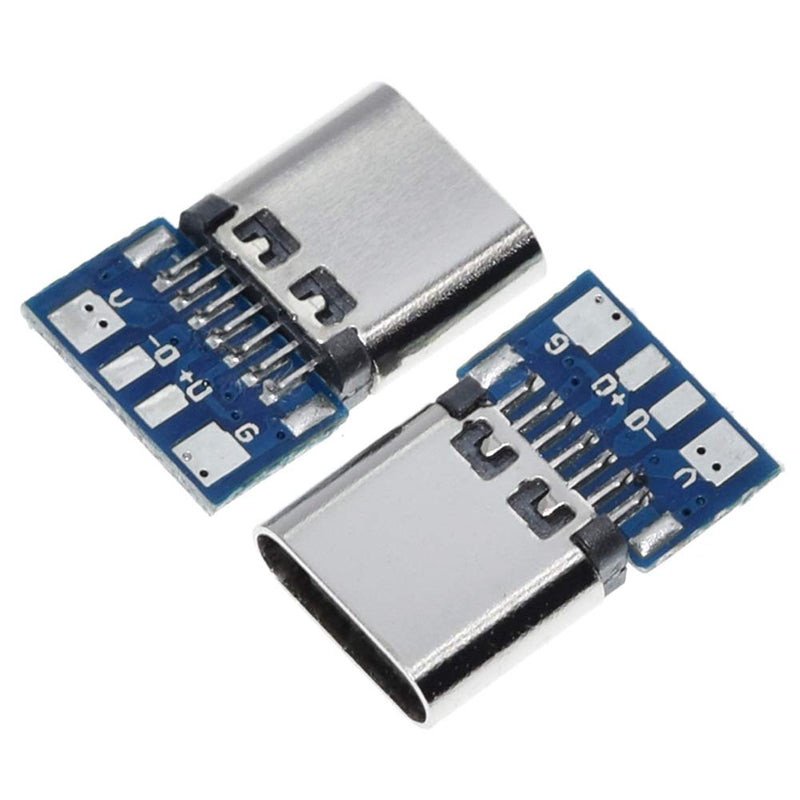 ANMBEST 10PCS USB 3.1 Type C Connector 24 Pins Male Female Plug Socket Receptacle Adapter to Solder Wire & Cable 24P PCB Board Support Module Male+Female