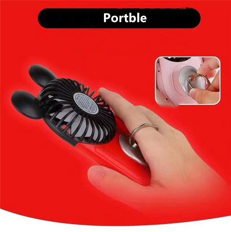 Kbinter Cute Personal Mini Fan, Handheld & Portable USB Rechargeable Fan Beautiful LED Light, 3 Adjustable Speeds, Portable Holder, for Indoor Outdoor Activities, Cute Mouse 3 Pack (Red+Pink+Yellow) Red+Pink+Yellow