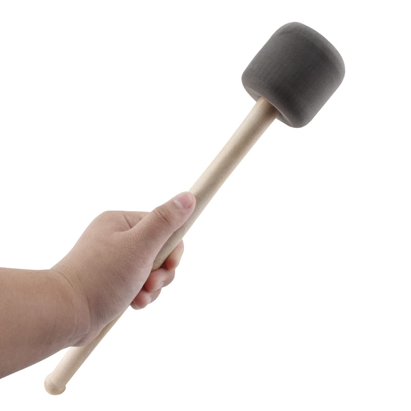 2 Pack Wood Bass Drum Mallets Sticks, 13 Inch Length EVA Foam Head Mallets Percussion Sticks for Marching Band (Gray) Gray