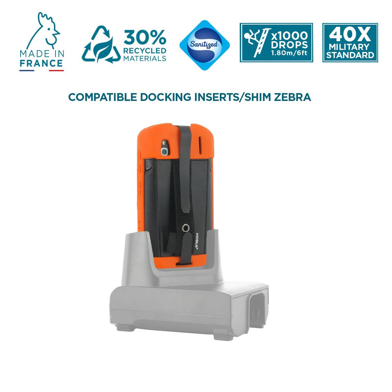 MOBILIS Rugged Case for Zebra TC51 - TC52 - TC56 - TC57 with Hand Strap | Shockproof Military Grade Drop Protection Cover made with Recycled Materials Neon Orange