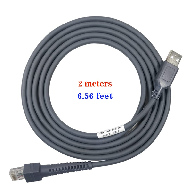 Barcode Scanner USB Cable LS2208/A LI2208 LS4278 STB4278 LI4278 USB to RJ45 Compatible for Motorola Symbol Zebra (2M / 6FT Flatted USB Port) 2M / 6FT Flatted USB Port