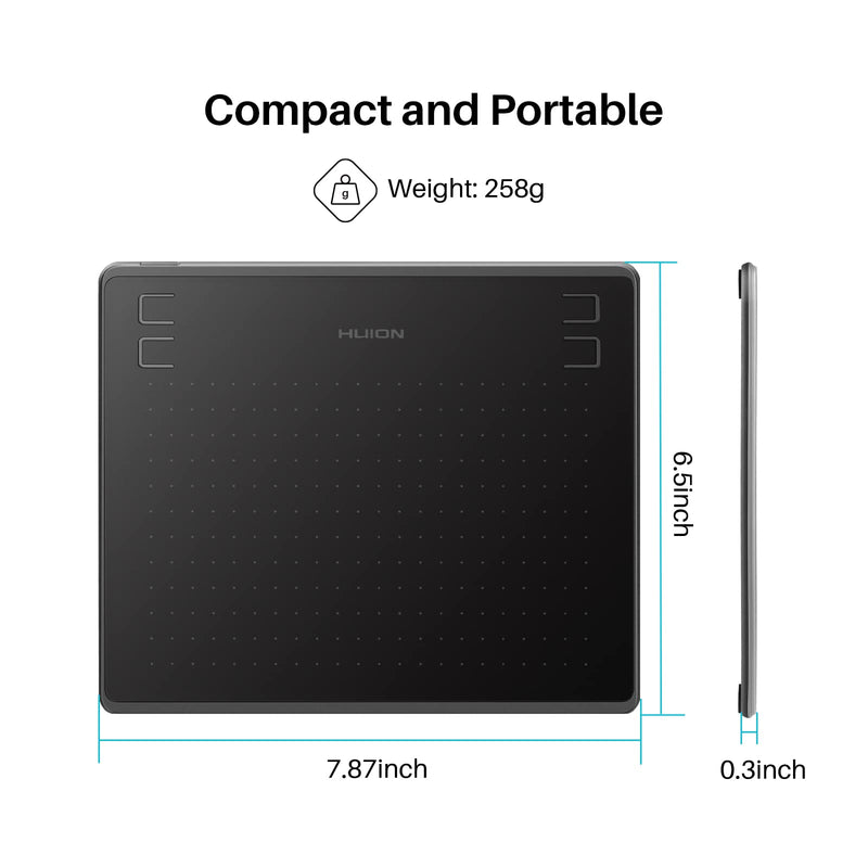 HUION HS64 Graphics Drawing Tablet with Battery-Free Stylus 8192 Pressure Sensitivity 4 Customized Express Keys Glove for Beginner, 6.3×4 Inch OSU Tablet for Linux, Mac, Windows PC and Android