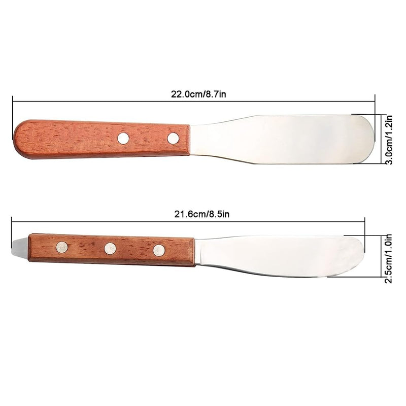 Inokantucy Dental Lab 8 Spatula, Plaster Alignment Mixing Wax End Instrument, Plaster Mixing Knife with Wooden Handle
