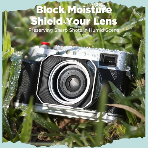 Haoge Square Metal Lens Hood for Fujifilm X100VI X100V X100F X100T X100S X70 Fuji Photo Camera Accessories Silver with 49mm Uv Filter Adapter Ring Hollow Out Designed LH-X1006-PS Silver-Hollow Out