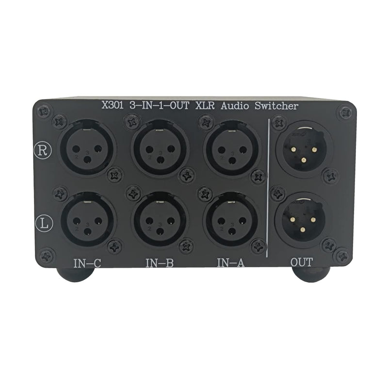 [AUSTRALIA] - 3-Way XLR Stereo Audio Switch box, Balanced Audio Converter, Passive Signal Source Audio Input Selector Switcher splitter box 3 in 1 OUT (X301) 3-IN-1-OUT 