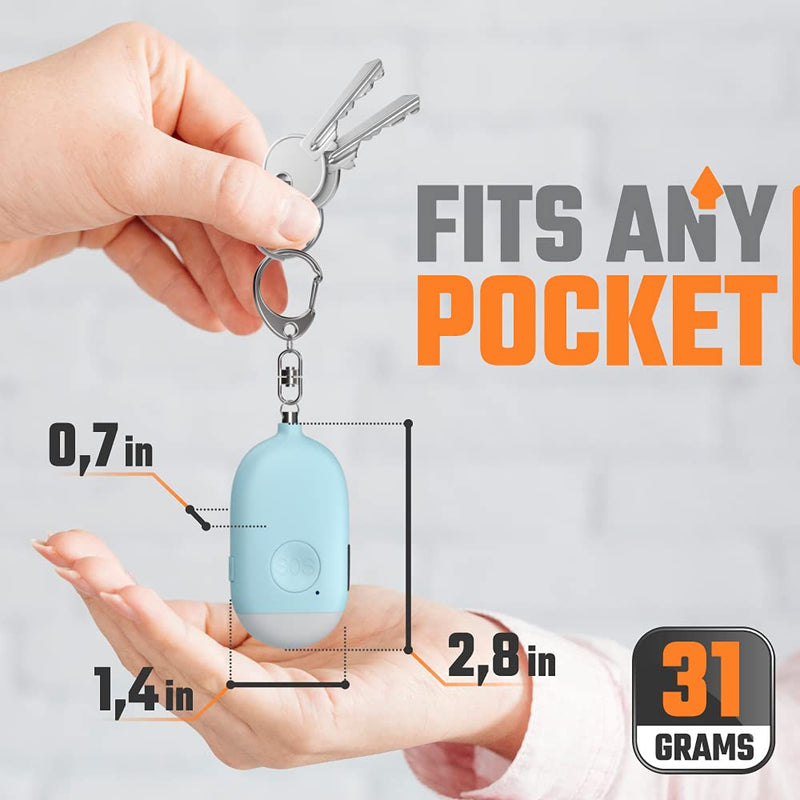 Rechargeable Self Defense Keychain Alarm – 130dB Loud Emergency Personal Siren with Flashing Strobe Light – SOS Safety Alert Device Key Chain for Women, Kids, Elderly, and Joggers by WETEN (Pink&Blue) Pink&Blue