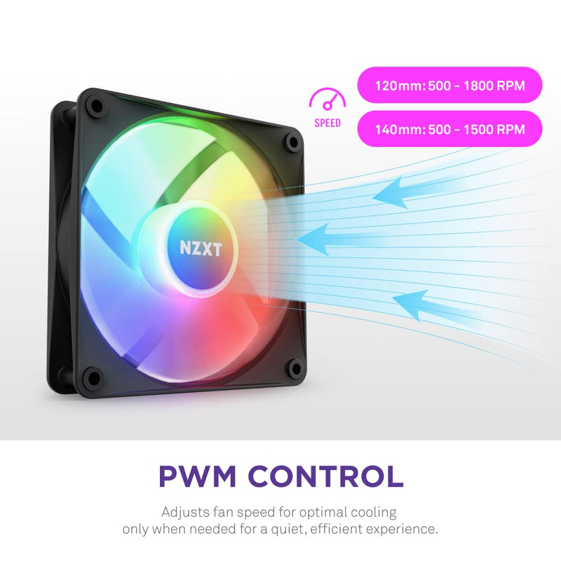 NZXT F120 RGB Core - 120mm Hub Mounted RGB Fan - 8 Individually Controllable LEDs - Semi Transparent Fan Blades - Hydrodynamic Bearing - PWM Control - CAM Software - Black 120mm Schwarz