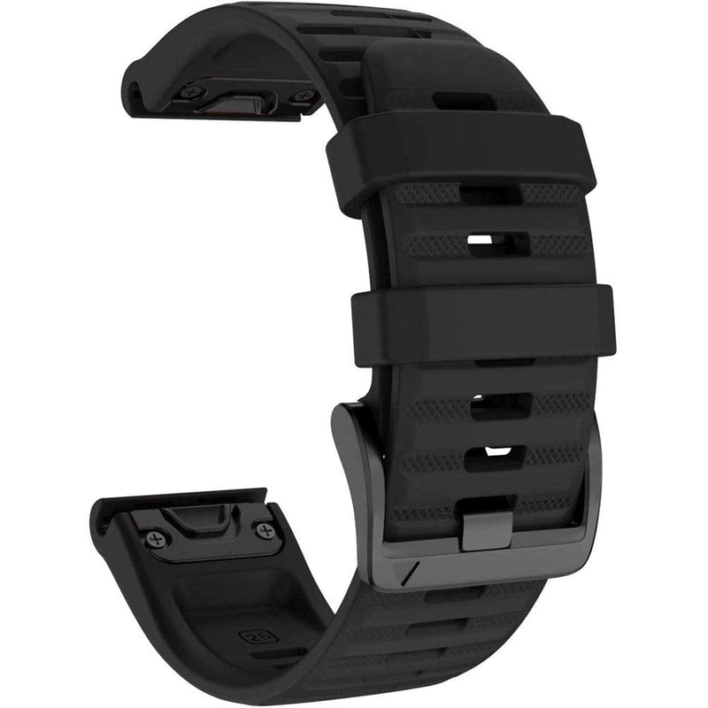 Quick Easy Fit Watch Band for Garmin Fenix 6X Pro/Sapphire,26mm Soft Non-allergenic Silicone Sport Waterproof Wristband Strap for Garmin Fenix 5X/5X Plus,Fenix 3,Quatix 3,Tactix Bravo(Black)