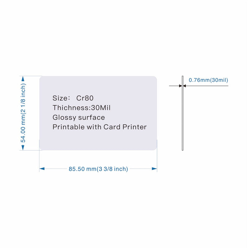100pack Contactless 125kHz RFID Proximity ID Cards IC Smart Intelligent Card 0.8mm Thick for Access Control System & Time Attandance & Door Entry Access TK4100 EM4100 Read Only 100packs