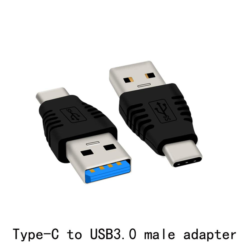 Type-C Male to USB3.0 Male Adapter，USB C to USB A 5G 3A Converter, USB 3.1 AM to cm Support Data Synchronization and Charging, Suitable for Mobile Phones, Computers, Notebook Computers,2-Pack