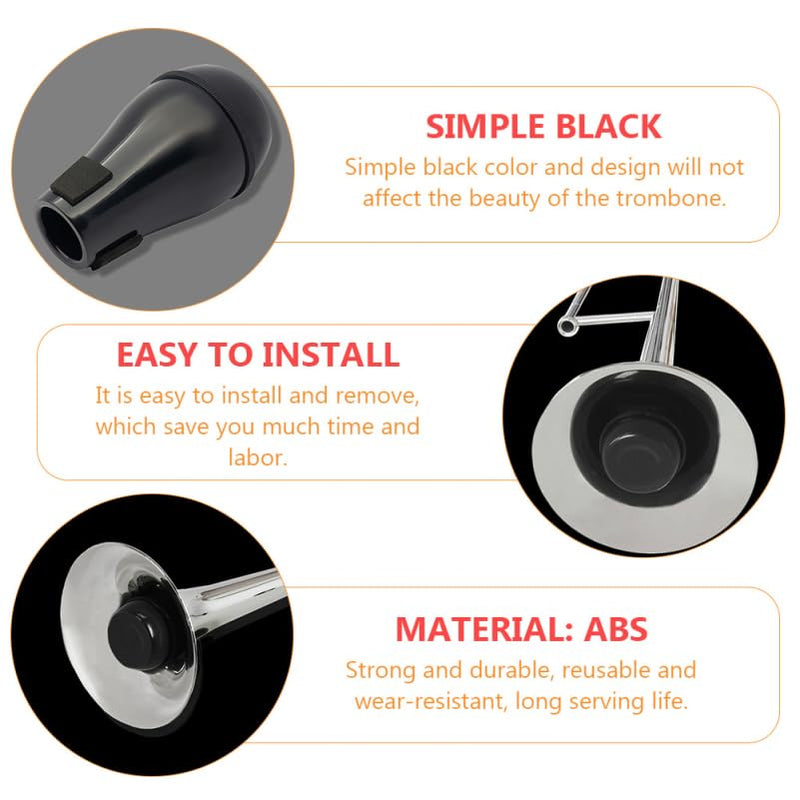 SUPVOX 2pcs Trombone Mute Plastic Tenor Trombone Straight Mute Lightweight for Practice Easy to Install Reusable Accessory for Musicians 13.2X8X4.8CMx2pcs Blackx2pcs