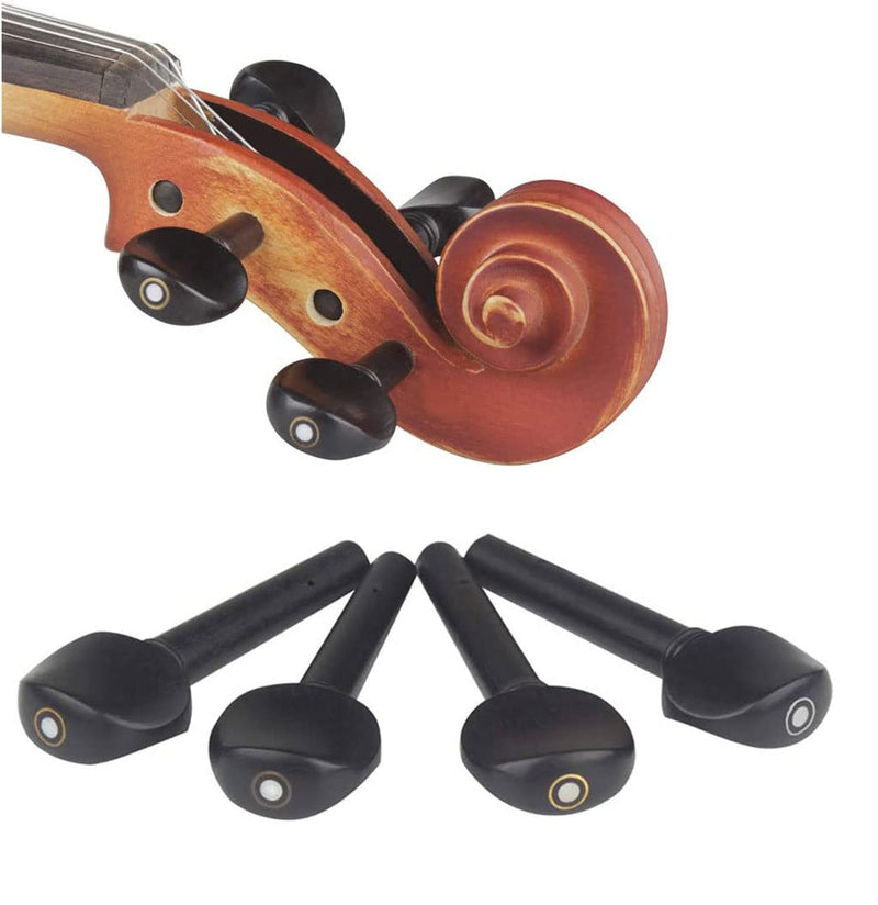 4/4 Full Size Violin Accessories Kit Bridge, Tailpiece, Tuning Pegs, Tunners, Endpin, Tailgut, String and Chin Rest 1 Set Violin Parts & Accessories Ebony