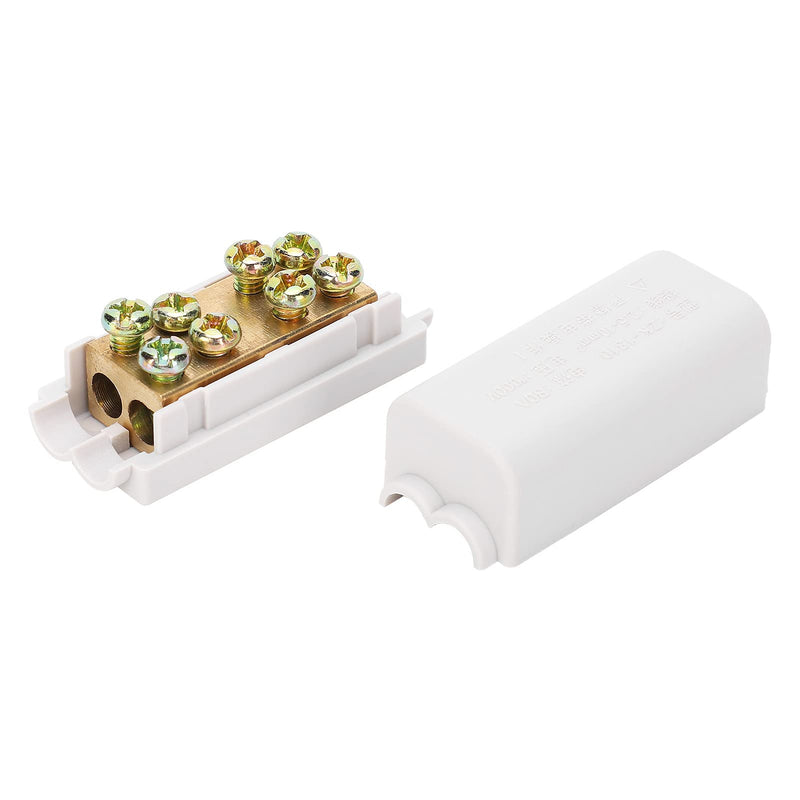 2-Piece Terminal Blocks High Performance Main Divider T Shape 1-in-2-Out Wiring Terminal Block Quick Splice Terminal Blocks Cable Connection Zk-1310 1000V 80A with Insulation Shell